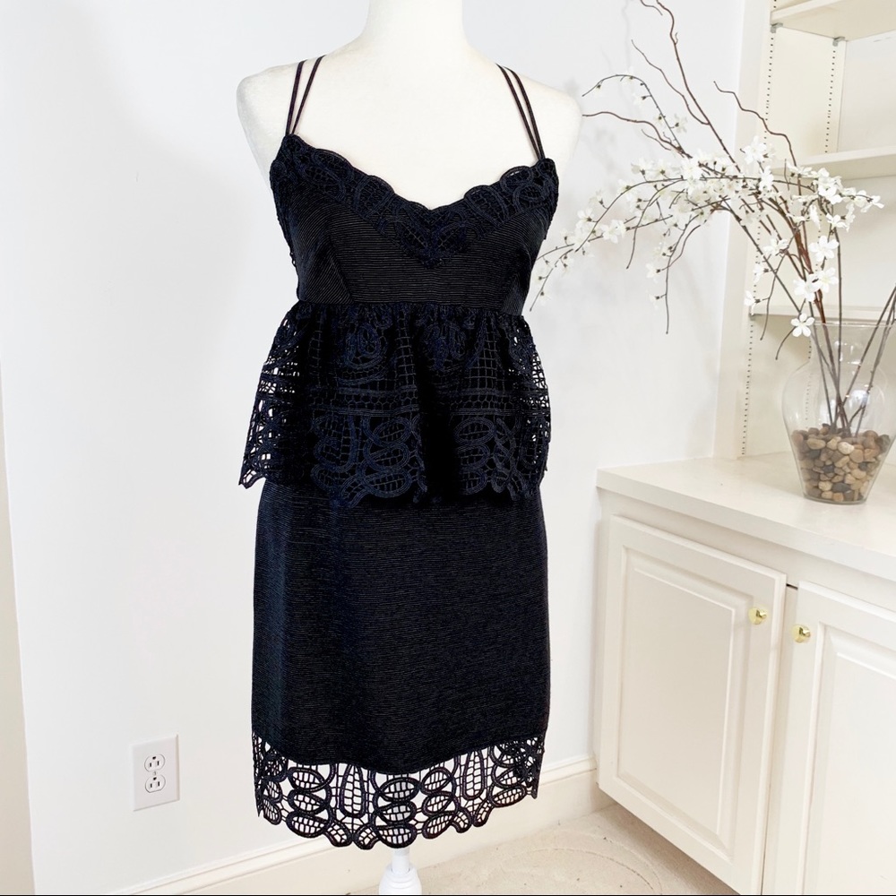 Gianni Bini Monica Black Lace Peplum Dress NWT 4 - Picture 2 of 8